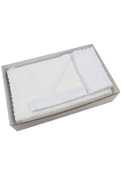 Set botez, panza mir, fasa si prosop, Delia cu dantela, bumbac, alb