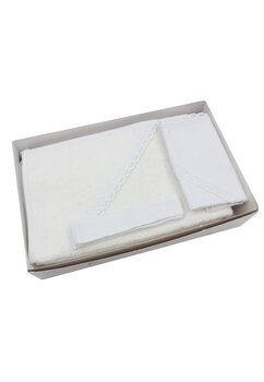 Set botez, panza mir, fasa si prosop, Irina, bumbac, alb