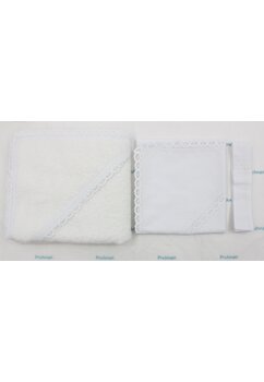 Set botez, panza mir, fasa si prosop, Irina cu dantela, bumbac, alb