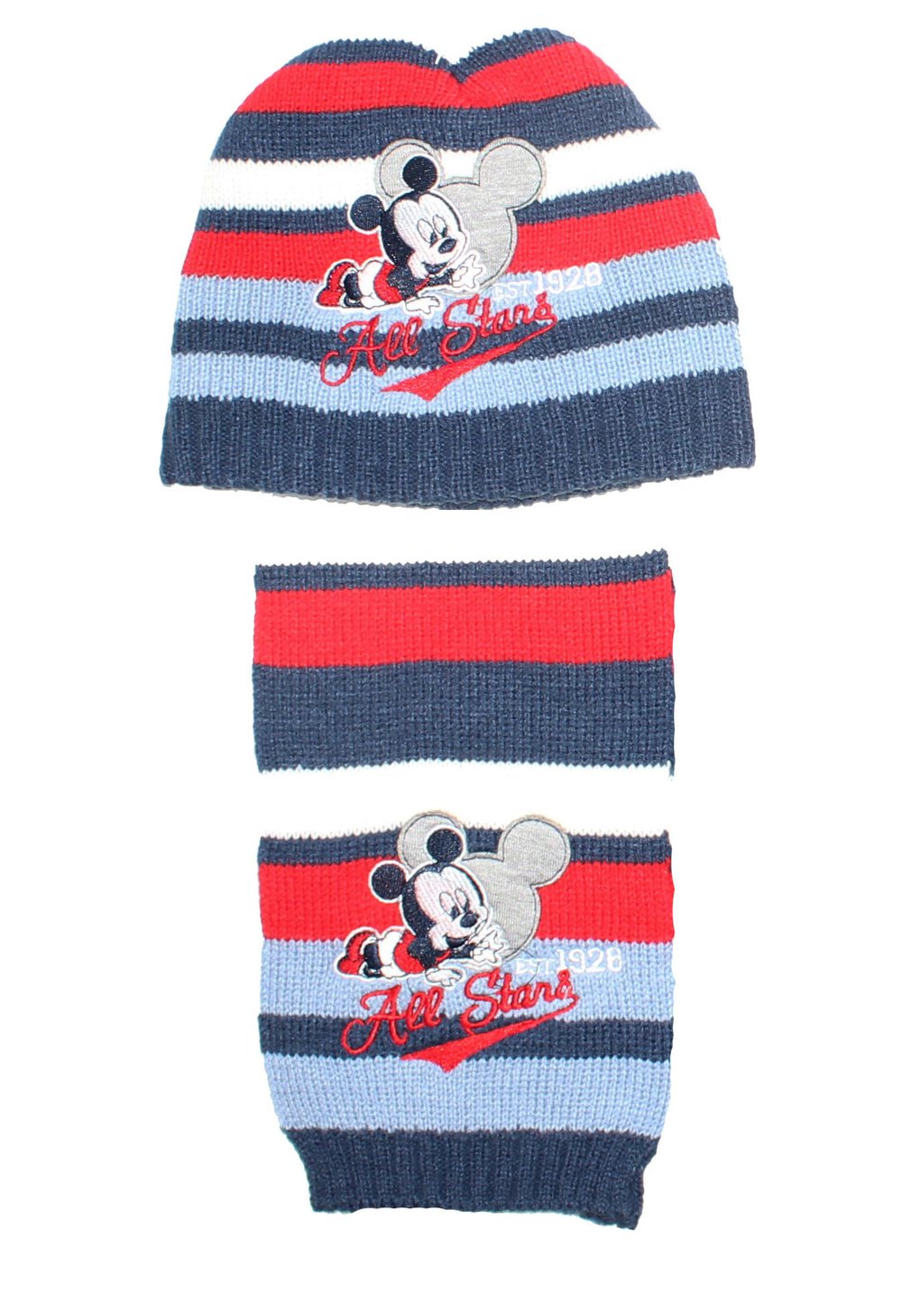 Set caciula+fular, Mickey Mouse, ivory