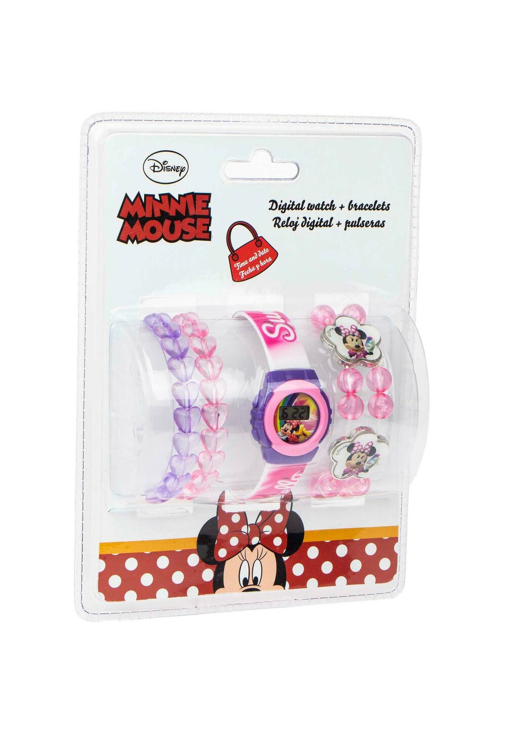 Set ceas digital si bratari, Minnie Mouse, roz