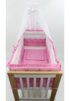 Set lenjerie matlasata, 6 laterale, alb cu roz