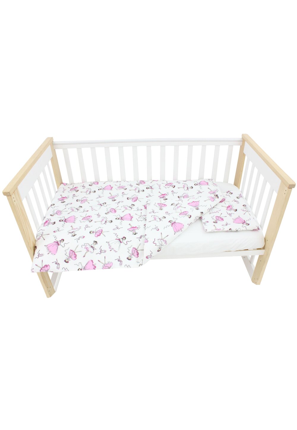 Set lenjerie, Prichindel, flanel, 3 piese, balerina roz,120x60 cm