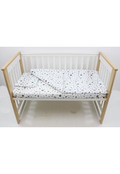 Set lenjerie, Prichindel, flanel, 3 piese, stelute gri, 120x60 cm
