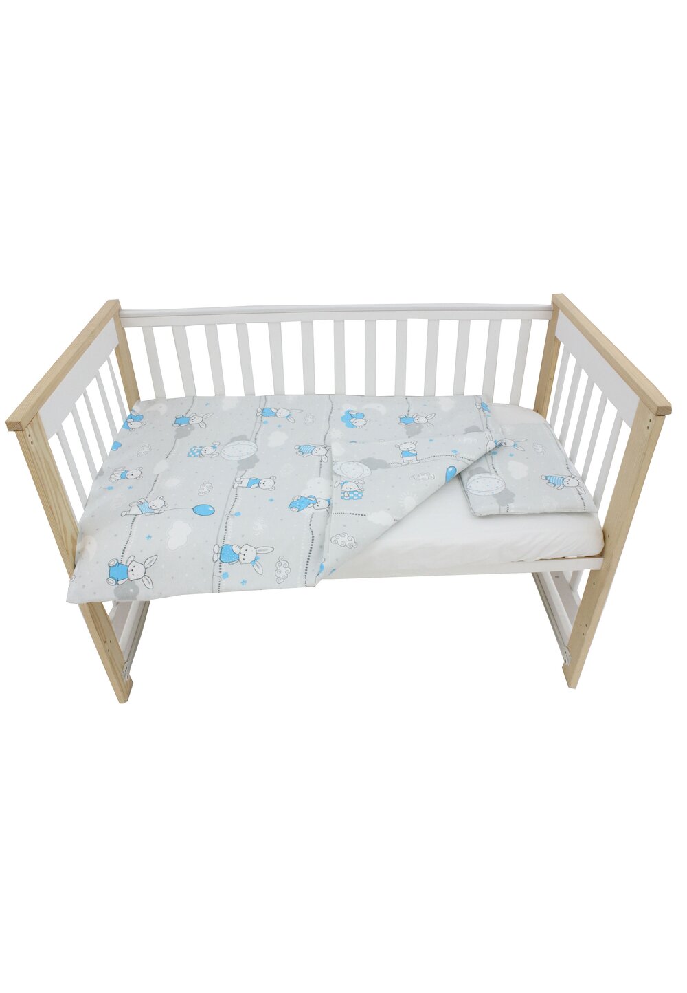 Set lenjerie, Prichindel, flanel, 3 piese, Ursuleti si iepurasi,120x60 cm
