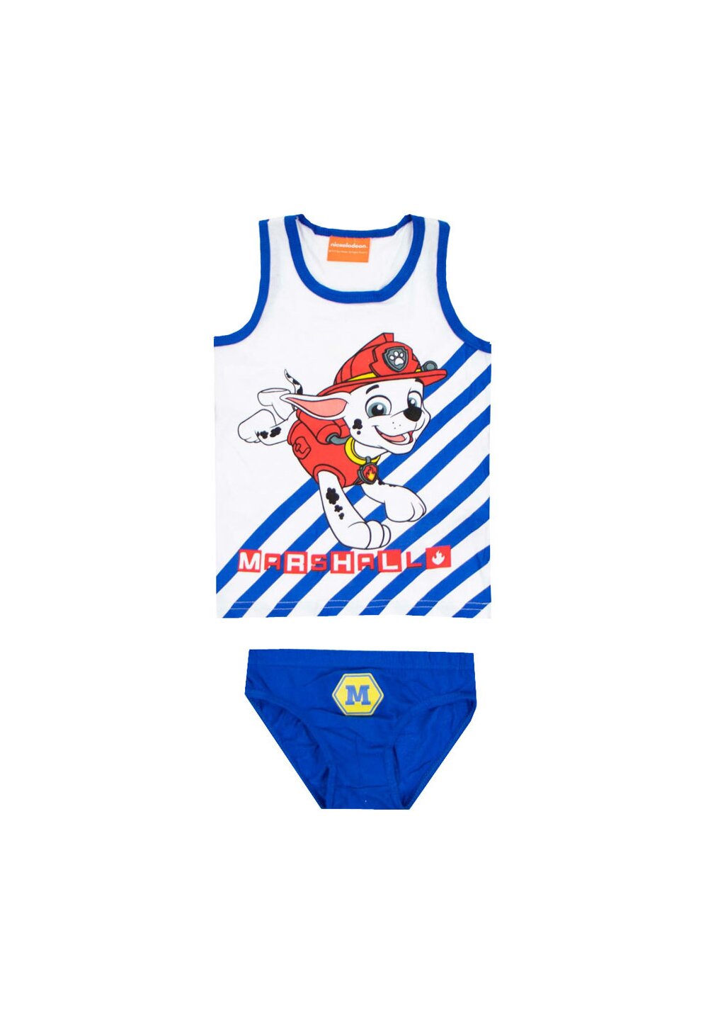 Set maieu+chilot, Marshall, alb cu albastru