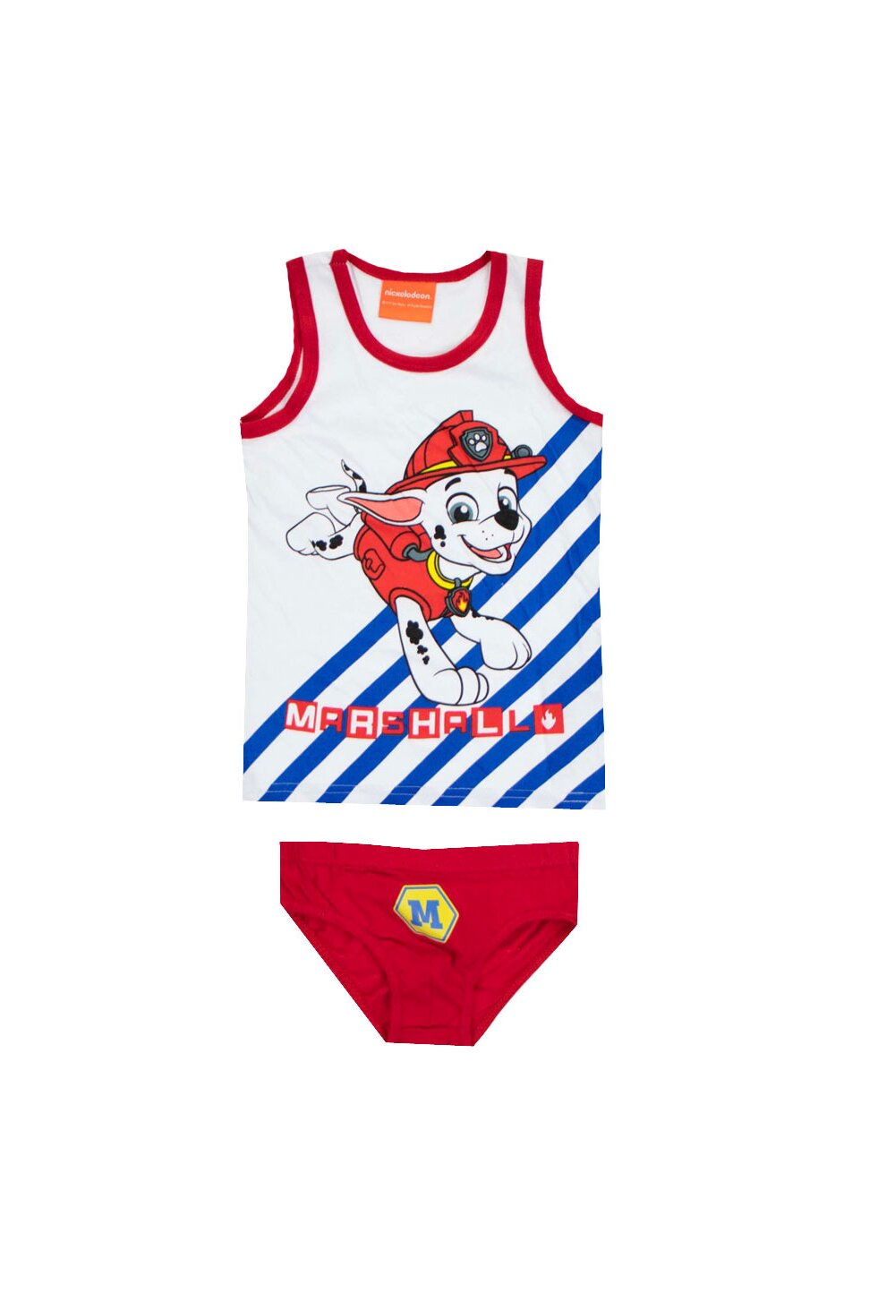 Set maieu+chilot, Marshall, alb cu rosu