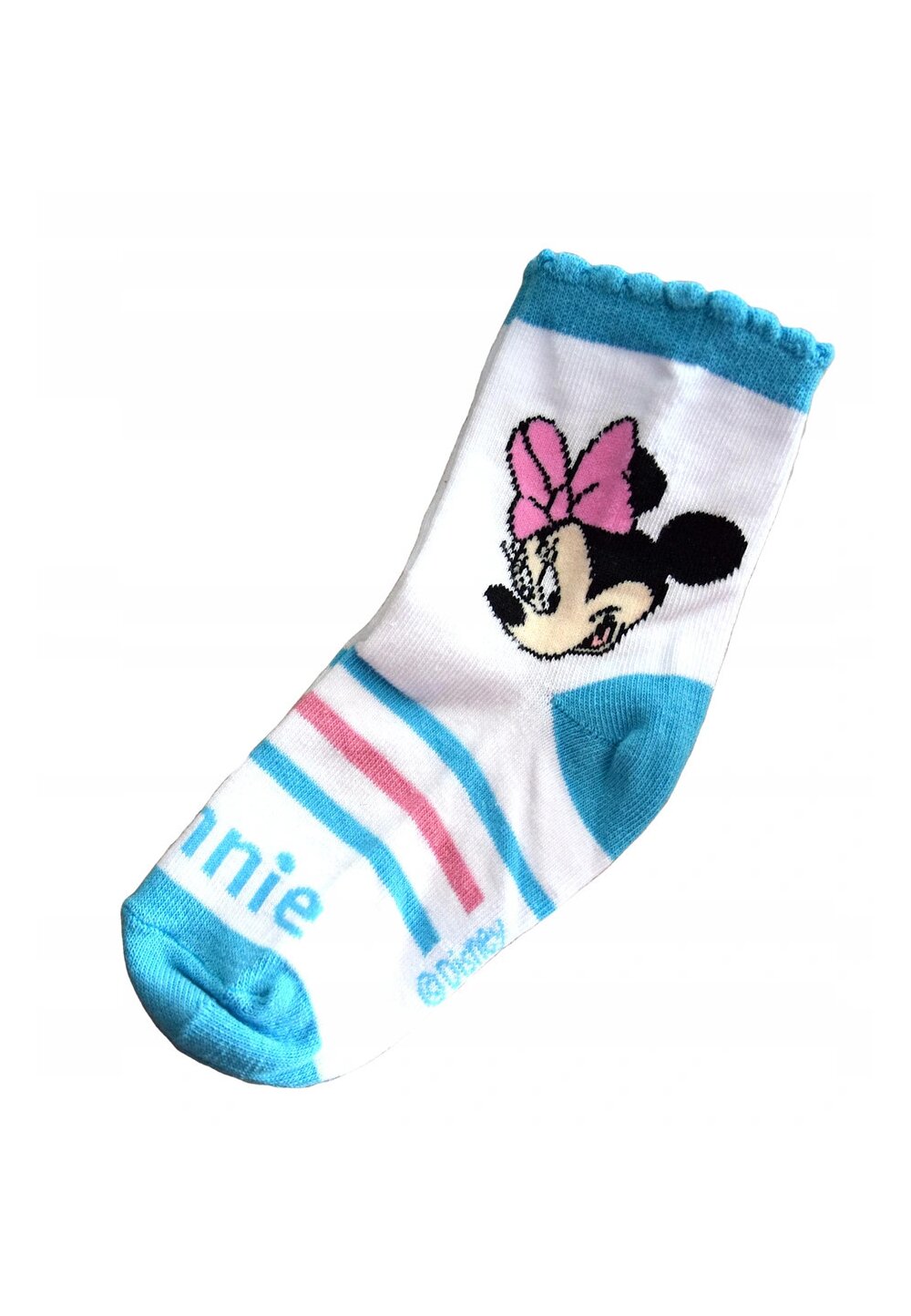 Sosete, Minnie Mouse, albastre cu dungi roz