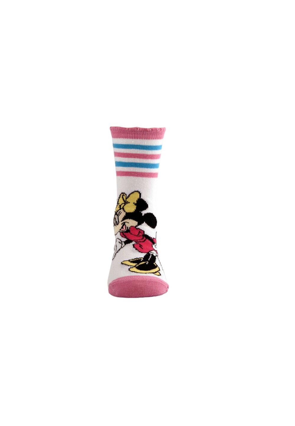 Sosete, Minnie si Mickey, albe cu dungi albastre