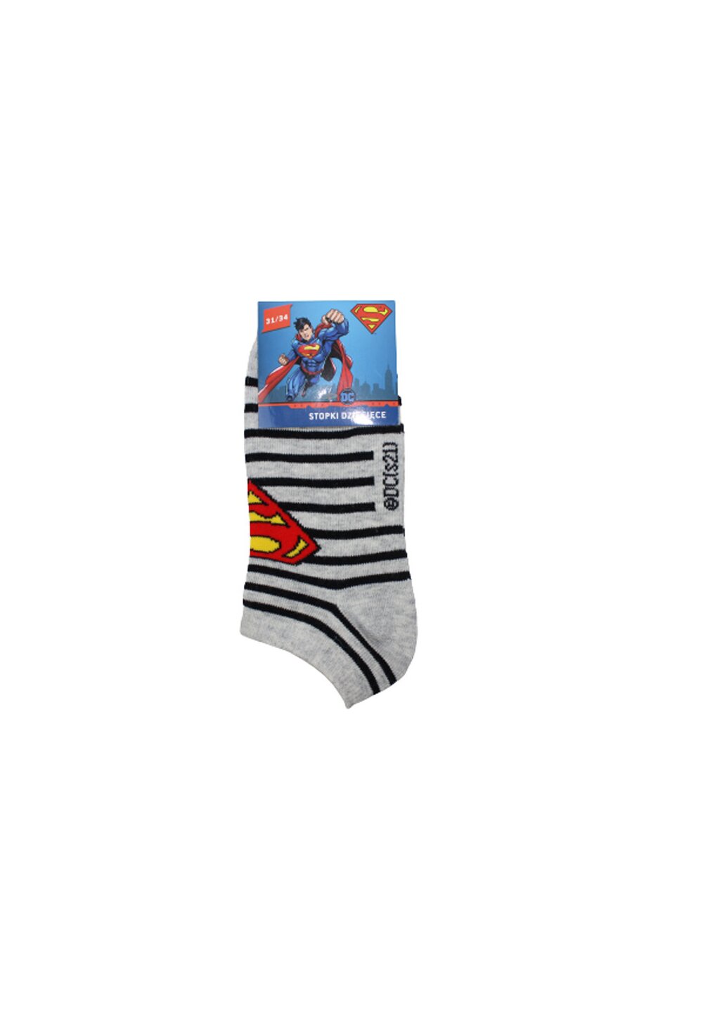 Sosete scurte, Superman, gri cu dungi negre