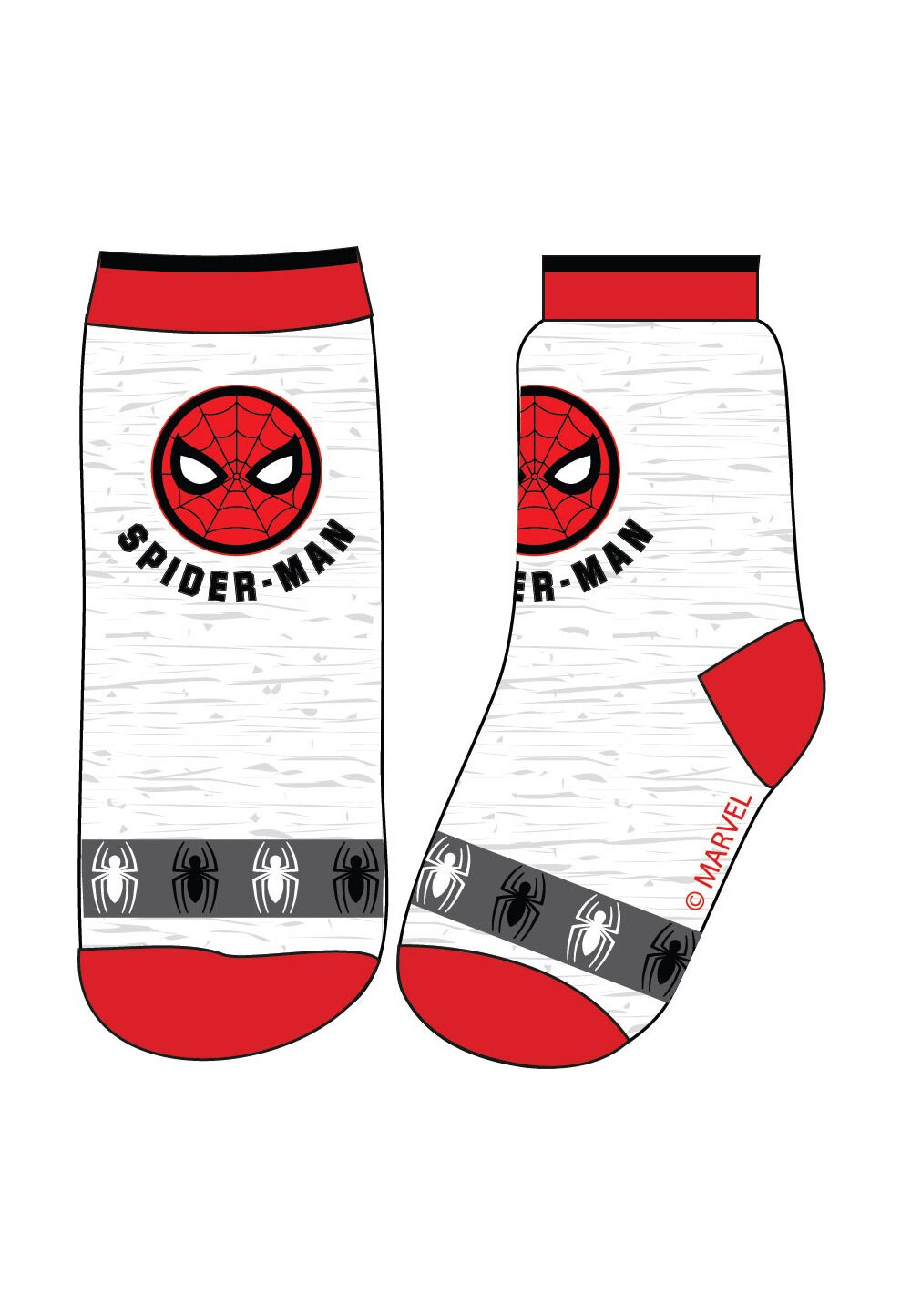 Sosete, Spider Man, gri cu rosu