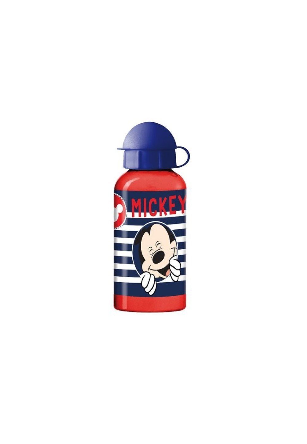 Sticla de aluminiu, Mickey Mouse, rosie cu dungi albastre