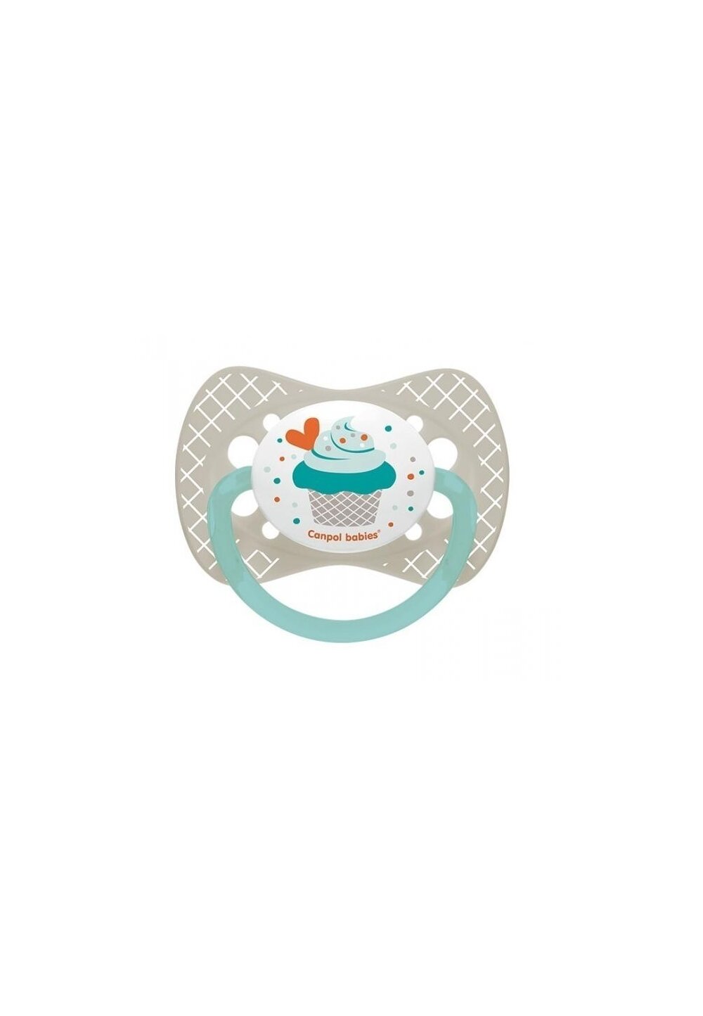 Suzeta Canpol cu tetina din silicon, +18 luni, cupcake gri