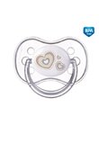 Suzeta, cu tetina simetrica, din silicon, Hearts, alb, 0-6 luni