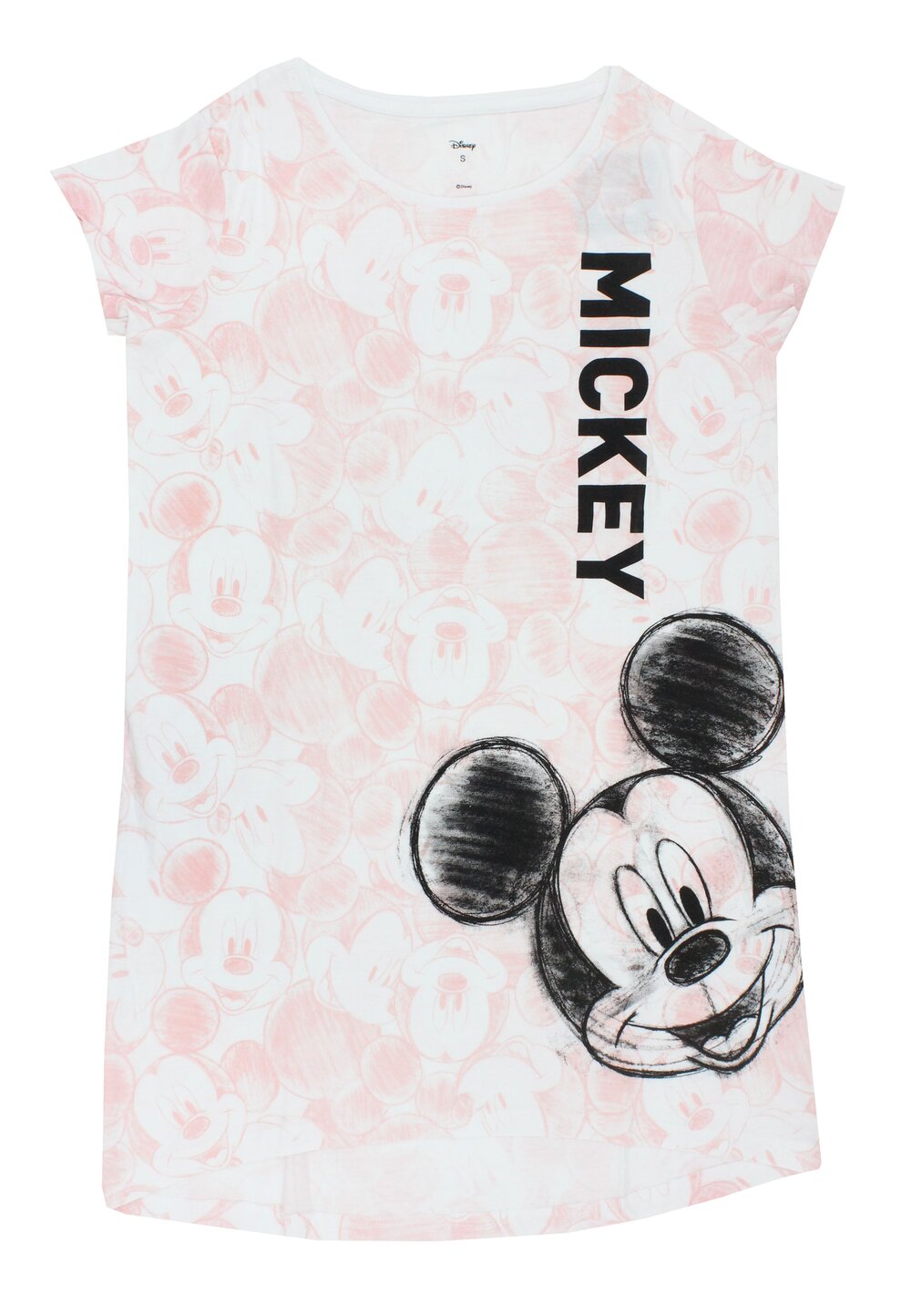 Tricou adulti, bumbac, Mickey Mouse, asimetric, roz