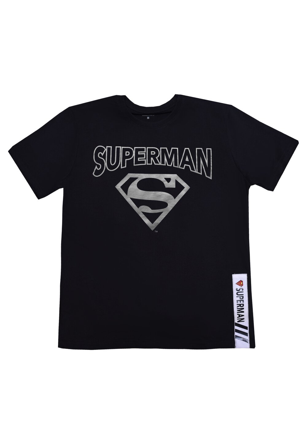 Tricou adulti, bumbac, Superman, negru cu alb