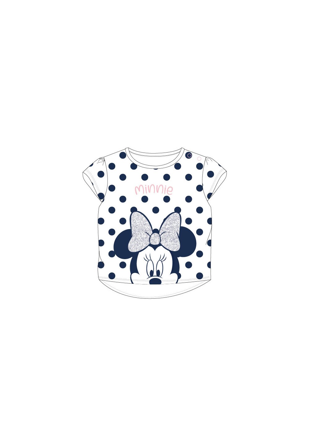 Tricou bebe, Minnie Mouse, alb cu buline bluemarin