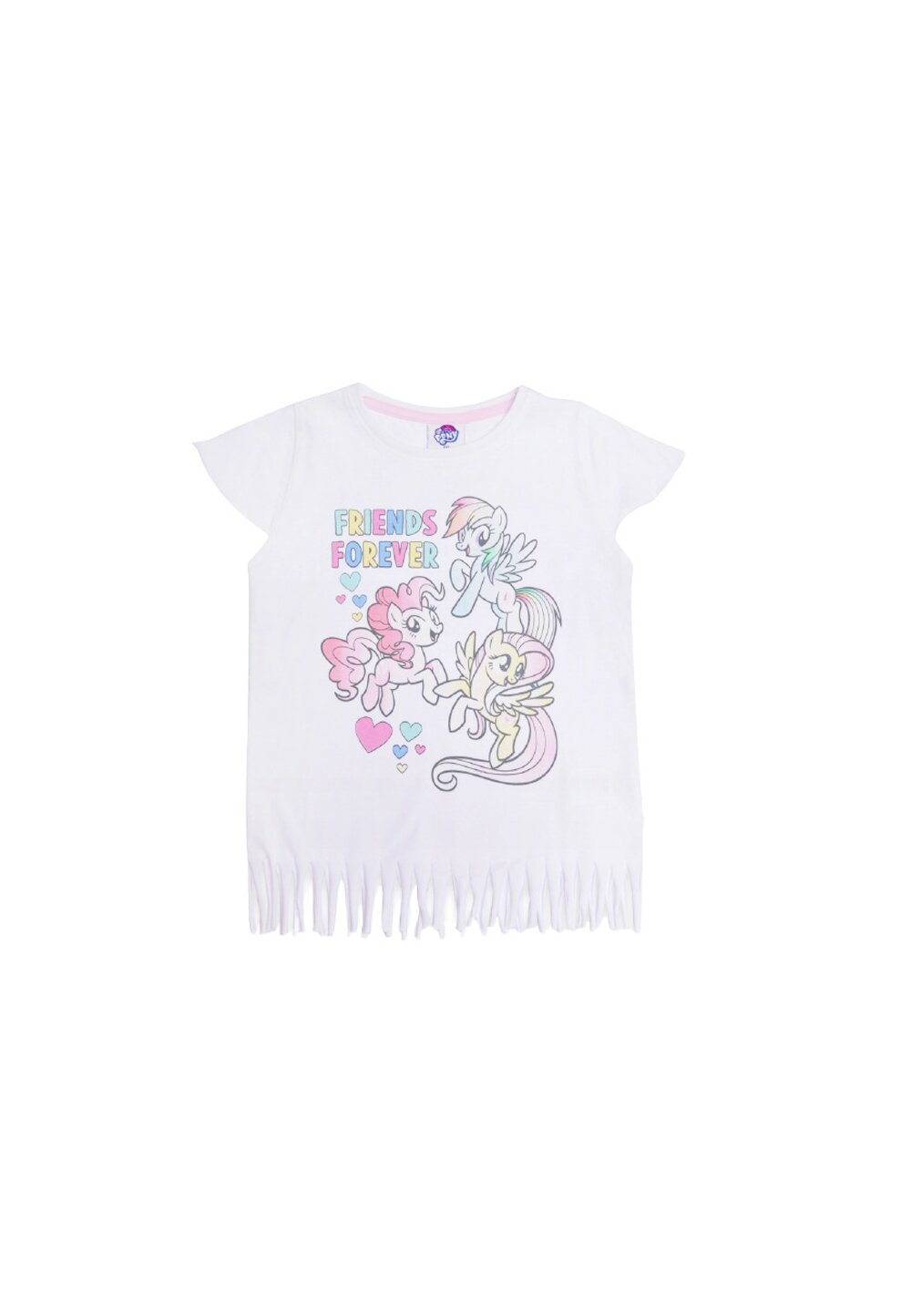 Tricou cu franjuri, Frends for ever, Pony, alb