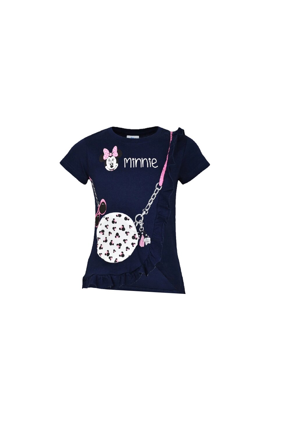 Tricou fete, Minnie, bluemarin cu gentuta si ochelari