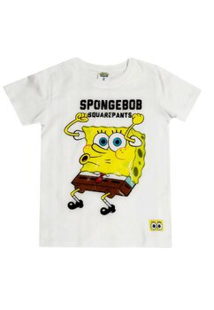 Tricou, maneca scurta, bumbac, Spongebob squarepants, alb