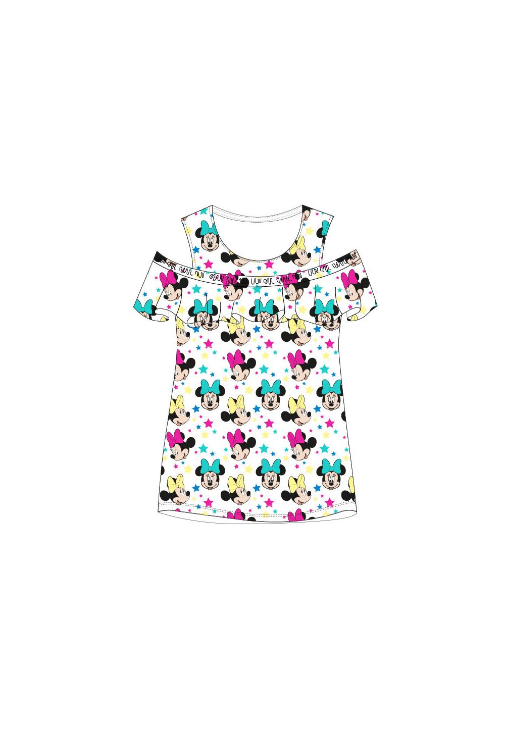 Tricou, Minnie Mouse, alb cu stele