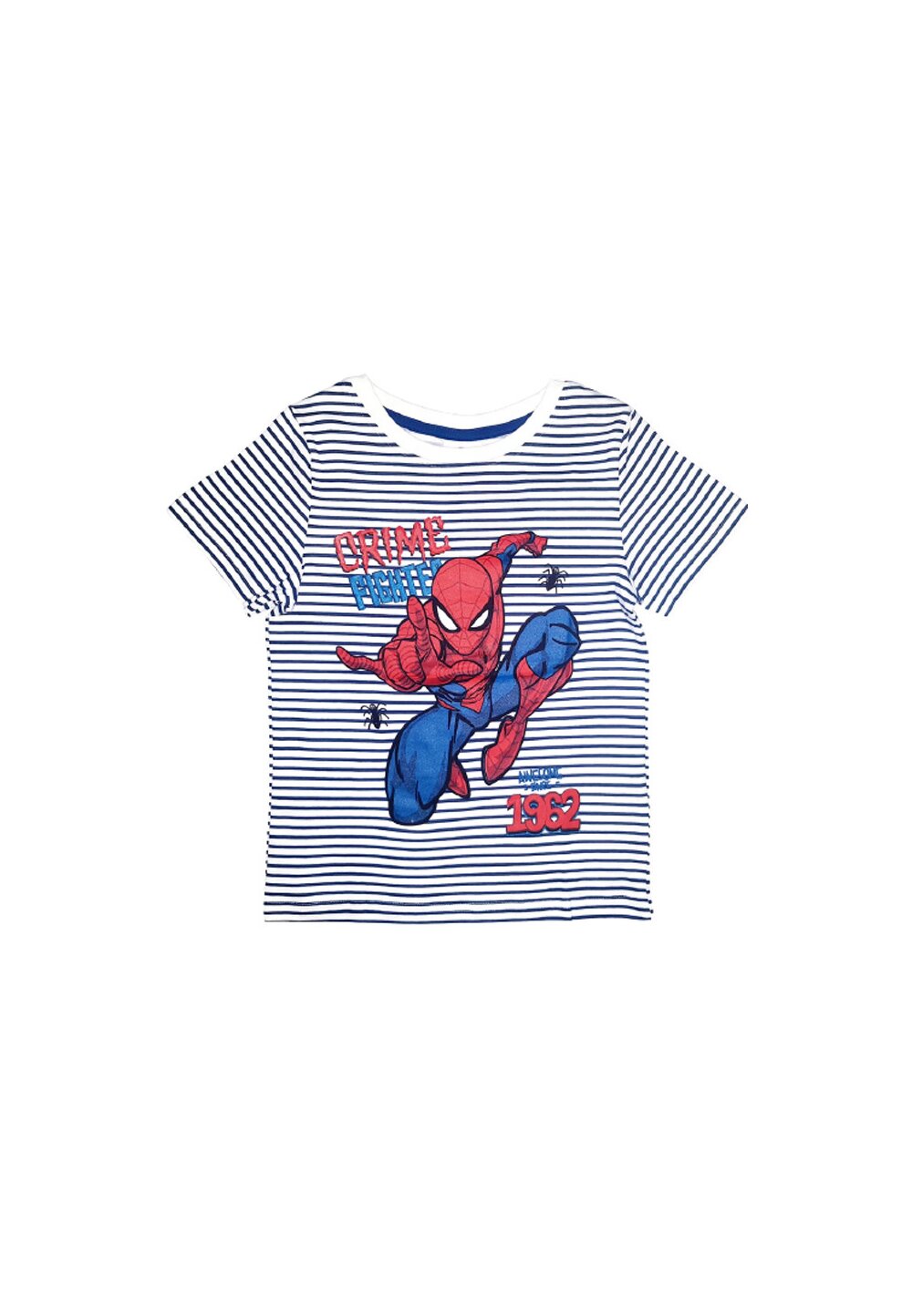 Tricou, Spider, Crime fighted, alb cu bleumarin