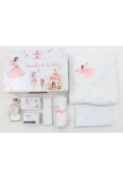 Trusou 8 piese, Amintiri de la botez, cutie de amintiri personalizata, alb cu roz