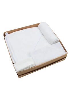 Trusou botez bumbac, 4 piese, muselina brodata, alb