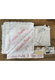Trusou botez bumbac, Mimi cu dantela alba, 7 piese, alb