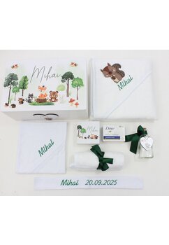 Trusou botez, cutie de amintiri personalizata, animalele padurii-veverita