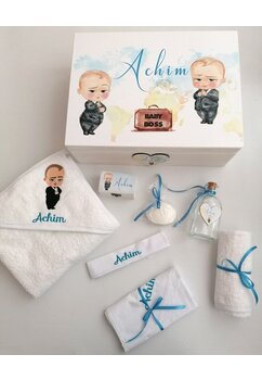 Trusou botez, cutie de amintiri personalizata, Baby boss