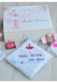 Trusou botez, cutie de amintiri personalizata, balerina