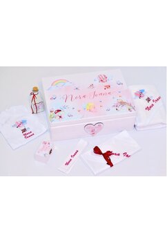 Trusou botez, cutie de amintiri personalizata, balon cu aer cald