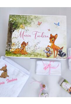 Trusou botez, cutie de amintiri personalizata, Bambi