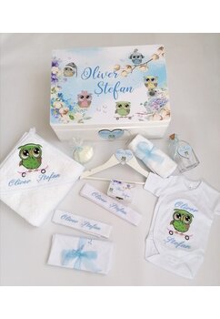 Trusou botez, cutie de amintiri personalizata, bufnita