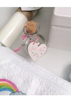 Trusou botez, cutie de amintiri personalizata, curcubeu fetita