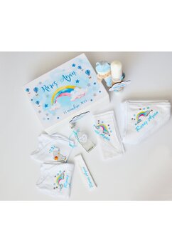 Trusou botez, cutie de amintiri personalizata, curcubeu si stelute