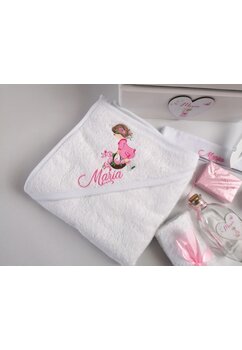 Trusou botez, cutie de amintiri personalizata, fetita si catel