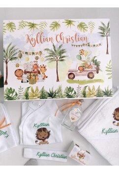 Trusou botez, cutie de amintiri personalizata, Jungla party
