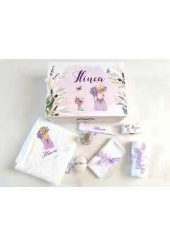 Trusou botez, cutie de amintiri personalizata, lavanda