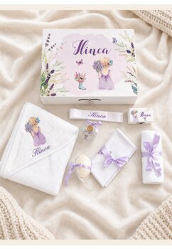 Trusou botez, cutie de amintiri personalizata, lavanda