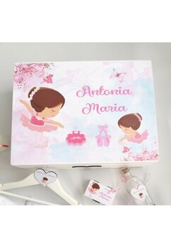 Trusou botez, cutie de amintiri personalizata, micuta balerina