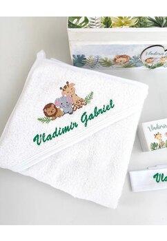 Trusou botez, cutie de amintiri personalizata, prietenii junglei
