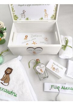Trusou botez, cutie de amintiri personalizata, Safari