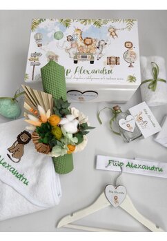 Trusou botez, cutie de amintiri personalizata, Safari