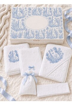 Trusou botez, cutie de amintiri personalizata, Safari albastru
