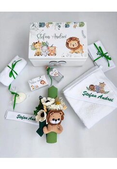 Trusou botez, cutie de amintiri personalizata, safari-leu