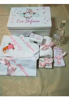 Trusou botez, cutie de amintiri personalizata, unicorn