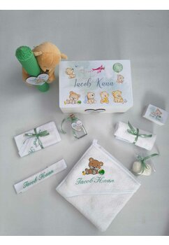 Trusou botez, cutie de amintiri personalizata, ursulet cu minge