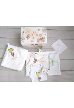 Trusou botez, cutie de amintiri personalizata, ursuleti jucausi